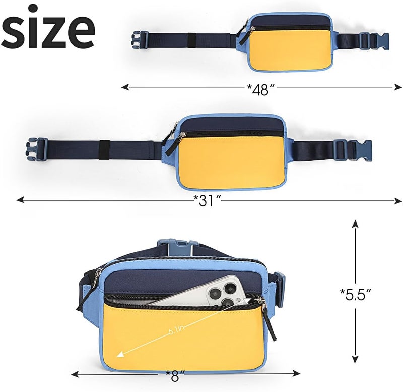 cotmcor Store Valentines Day Gifts for Kids: Fanny Pack Birthday Gift for 5 6 7 8 9 10 11 12 Year Old Teen Girls, Preppy Cute Trendy Stuff Colorblock Crossbody Bag Adjustable Belt Bags for Travel Outdoor - Image 5
